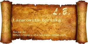 Lazarovits Boriska névjegykártya